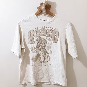 H&M Ivory White Western Rodeo Graphic Short Sleeve Tee